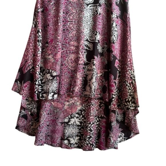 Free People Boho Swing Dress Black Pink Floral Size Small - Picture 7 of 10